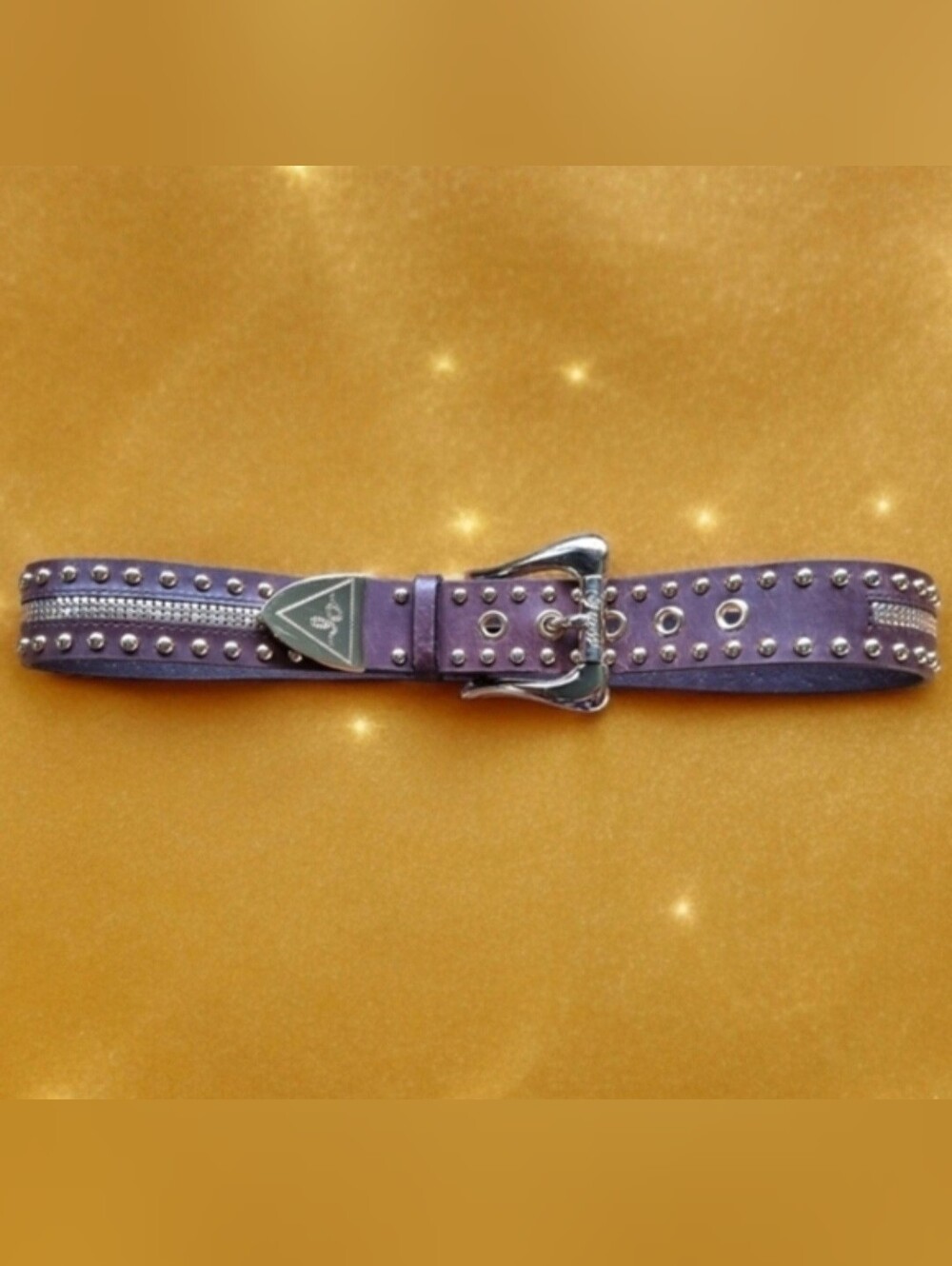 Guess Vtg Y2K Brown & Gold Studded Ladies Belt Size M